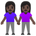 👭🏿 women holding hands: dark skin tone display on Google